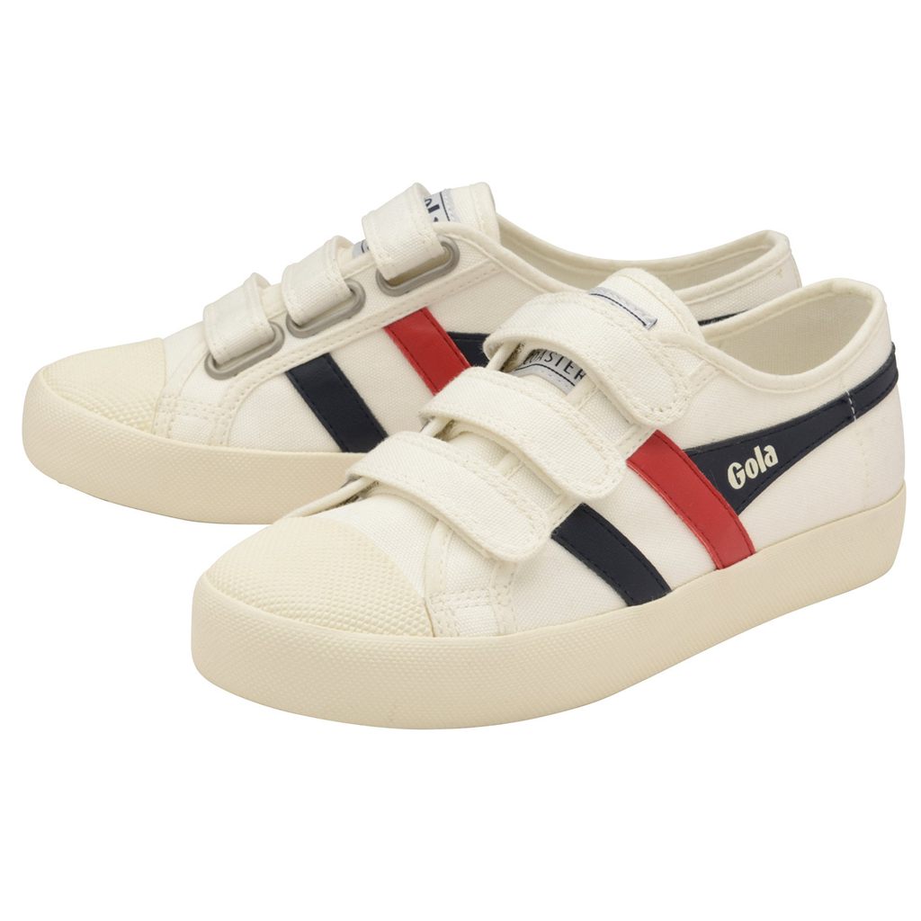Gola Vegan Classics Coaster Strap Sneakers Hvite Marineblå Rød Norge | EVKQIC-859