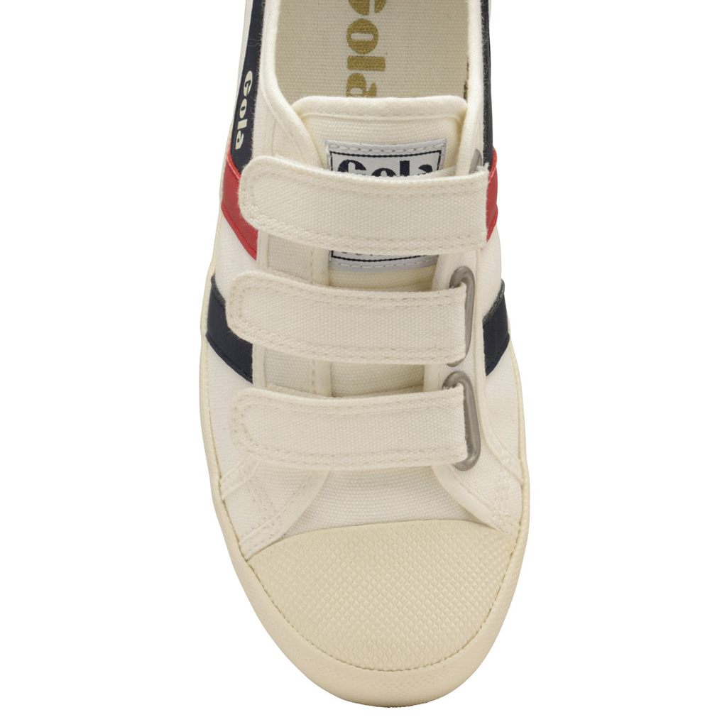Gola Vegan Classics Coaster Strap Sneakers Hvite Marineblå Rød Norge | EVKQIC-859