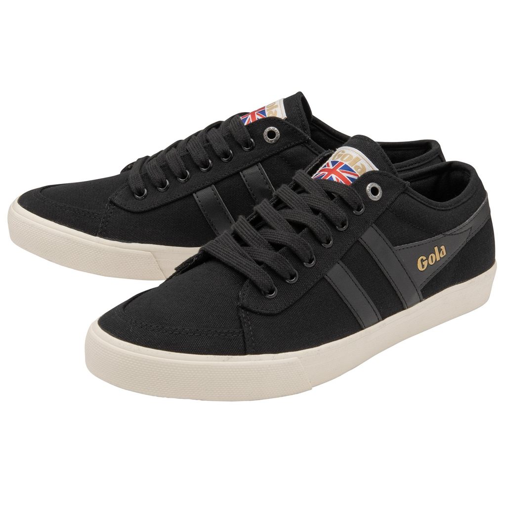 Gola Vegan Classics Comet Plimsoll Sneakers Svarte Svarte Hvite Norge | UAZKVR-035