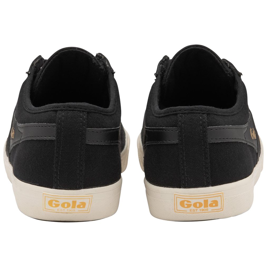 Gola Vegan Classics Comet Plimsoll Sneakers Svarte Svarte Hvite Norge | UAZKVR-035