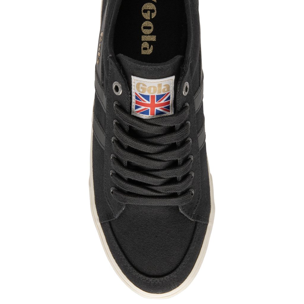 Gola Vegan Classics Comet Plimsoll Sneakers Svarte Svarte Hvite Norge | UAZKVR-035