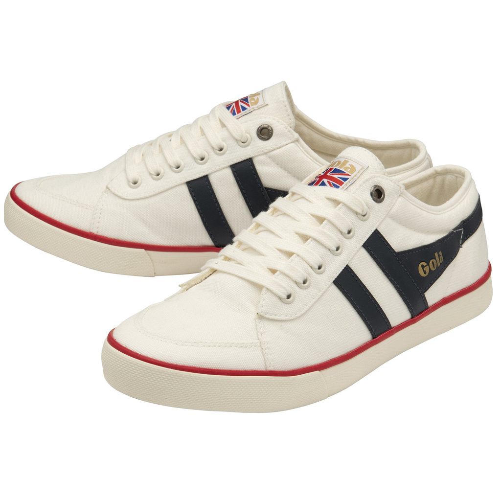 Gola Vegan Classics Comet Plimsoll Sneakers Hvite Marineblå Rød Norge | HWFJOM-568