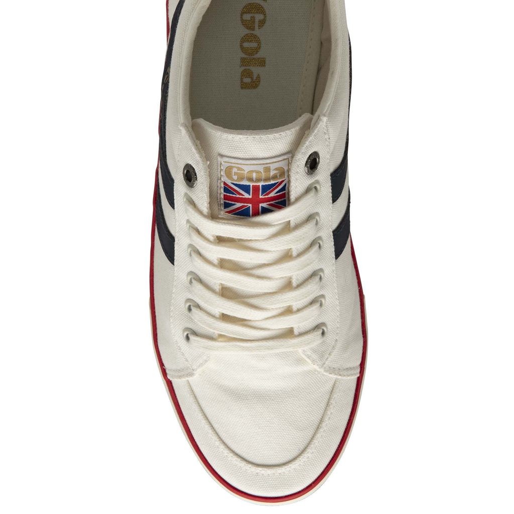 Gola Vegan Classics Comet Plimsoll Sneakers Hvite Marineblå Rød Norge | HWFJOM-568