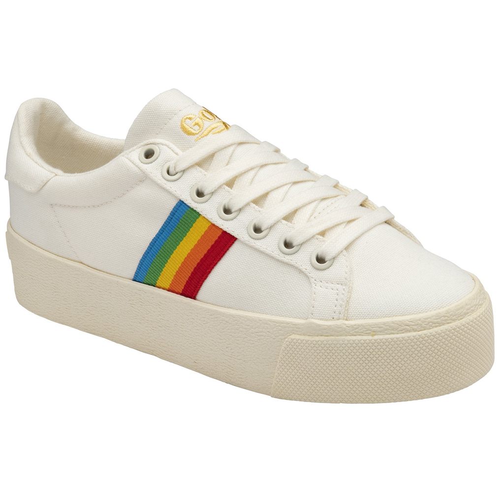 Gola Vegan Classics Orchid Platform Rainbow Shoes Hvite Norge | NWBOJR-497