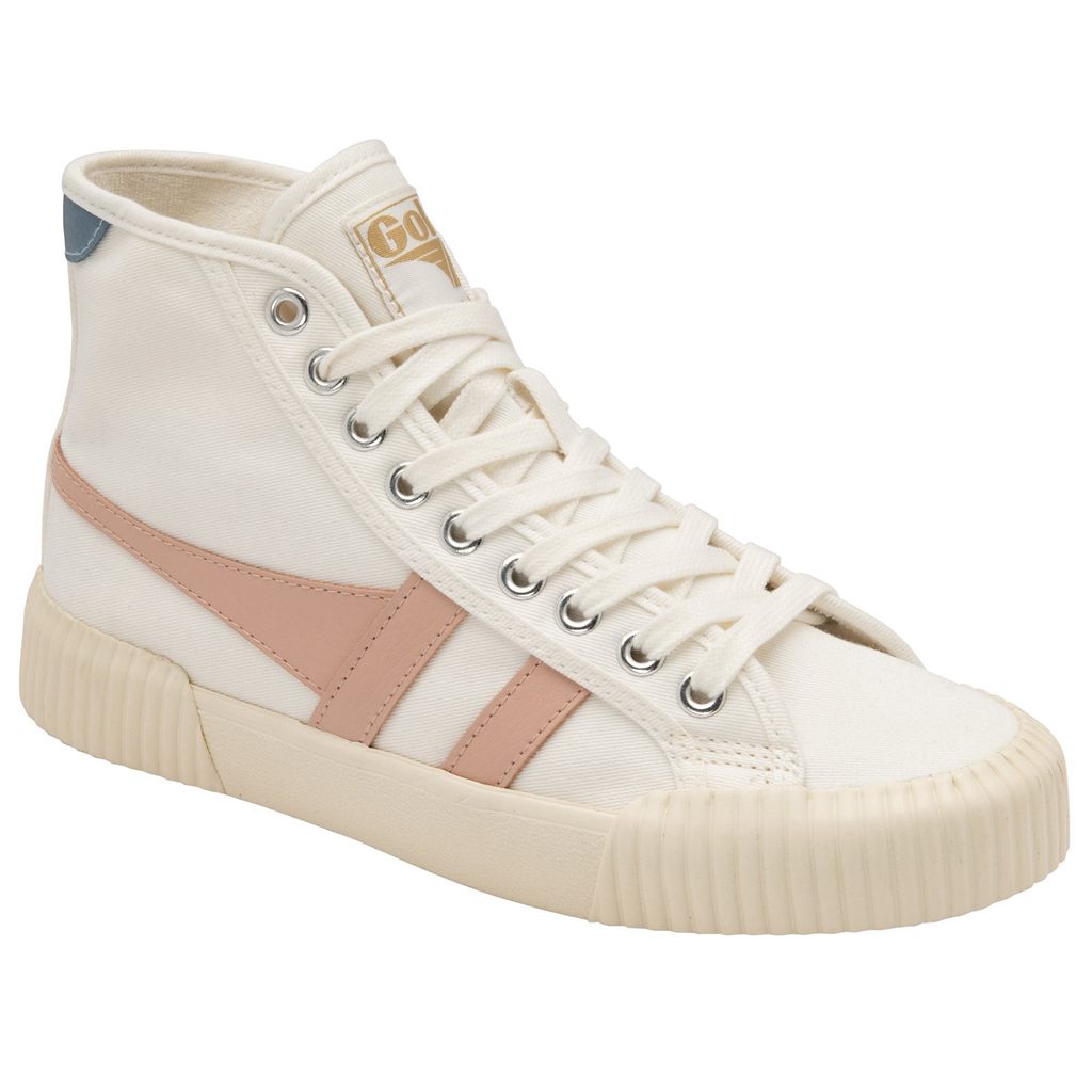 Gola Vegan Classics Rally High Plimsoll Sneakers Hvite Rosa Norge | AQRSNZ-163