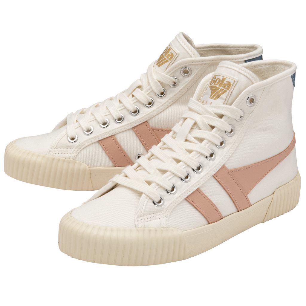Gola Vegan Classics Rally High Plimsoll Sneakers Hvite Rosa Norge | AQRSNZ-163