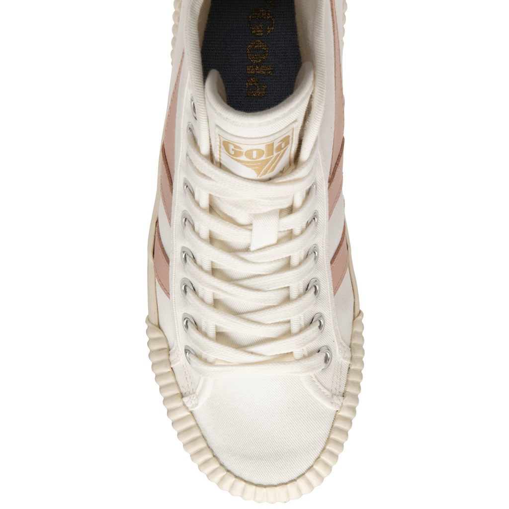 Gola Vegan Classics Rally High Plimsoll Sneakers Hvite Rosa Norge | AQRSNZ-163