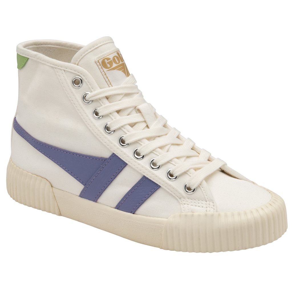 Gola Vegan Classics Rally High Plimsoll Sneakers Hvite Lavendel Grønn Norge | UHAETK-675