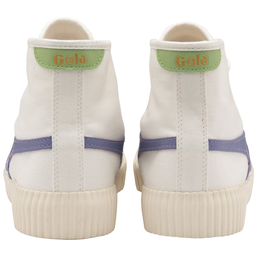 Gola Vegan Classics Rally High Plimsoll Sneakers Hvite Lavendel Grønn Norge | UHAETK-675