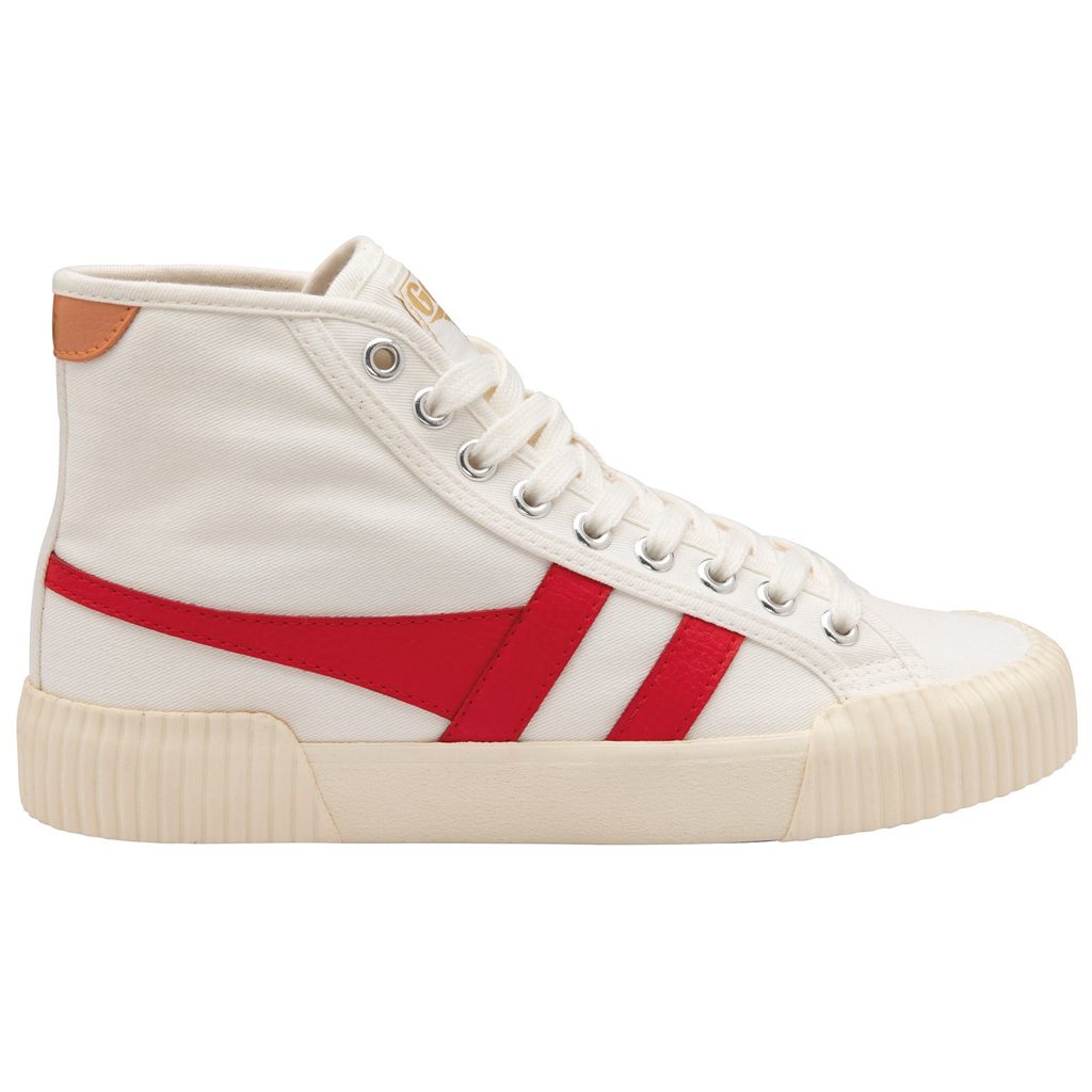 Gola Vegan Classics Rally High Plimsoll Sneakers Hvite Rød Aprikos Norge | FLIJUV-851