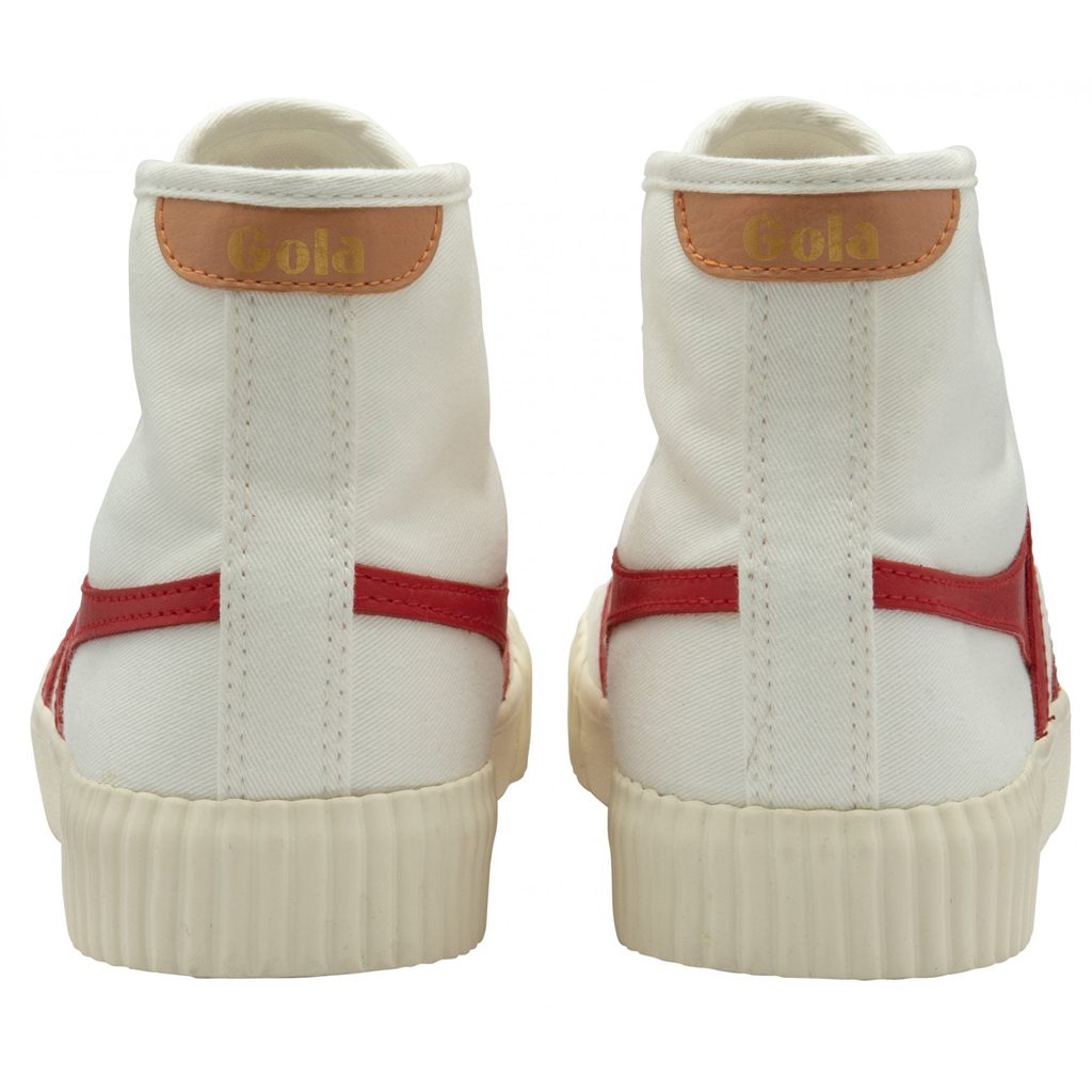Gola Vegan Classics Rally High Plimsoll Sneakers Hvite Rød Aprikos Norge | FLIJUV-851