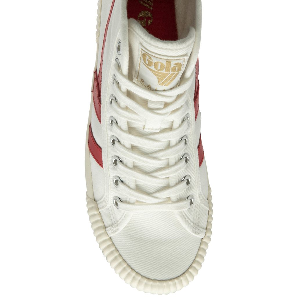 Gola Vegan Classics Rally High Plimsoll Sneakers Hvite Rød Aprikos Norge | FLIJUV-851